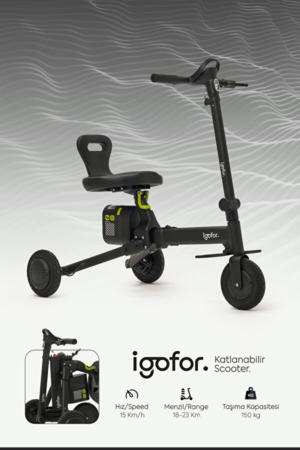 Foldable Long-Range Black Electric Scooter with Wheels 11