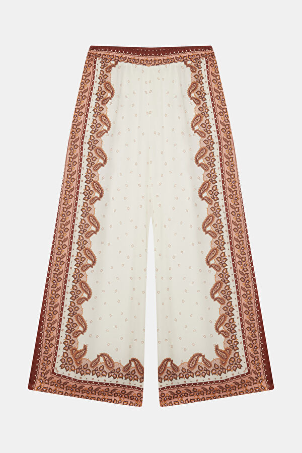 Çok Renkli Wide Leg Viskoz Kadın Pantolon
