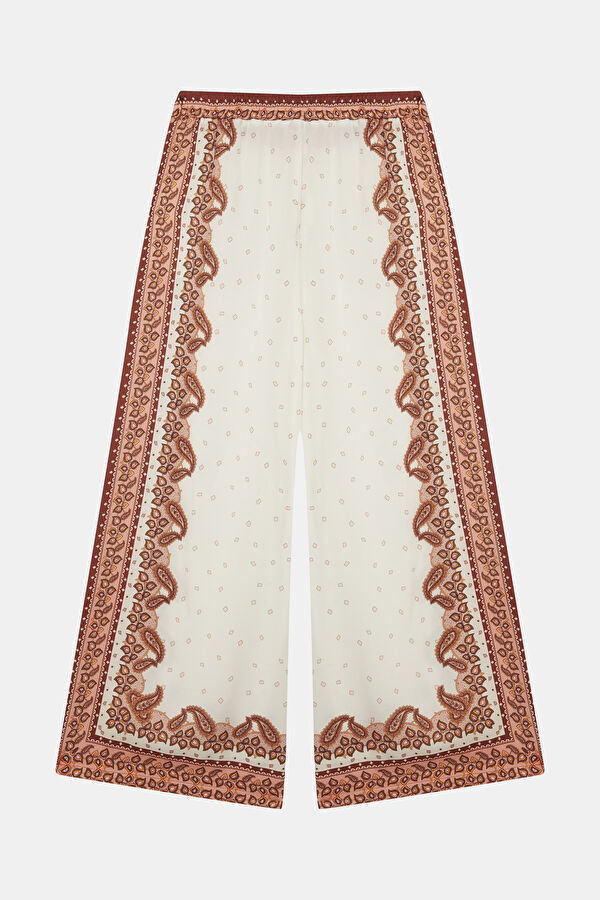 Çok Renkli Wide Leg Viskoz Kadın Pantolon 2