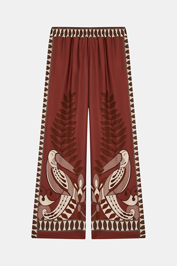 Çok Renkli Wide Leg Viskoz Kadın Pantolon