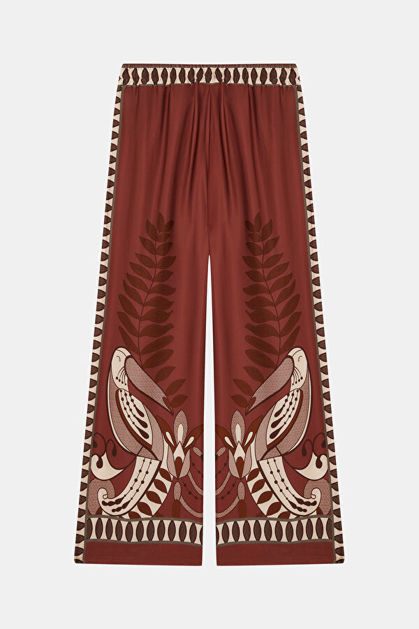Çok Renkli Wide Leg Viskoz Kadın Pantolon 2