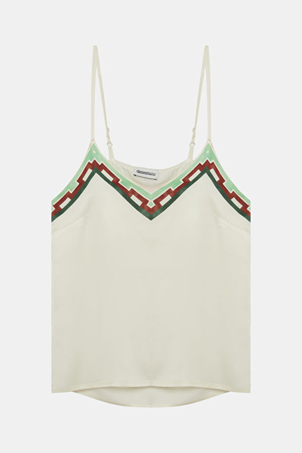 Multicolored Patterned Strappy Women's Blouse 4