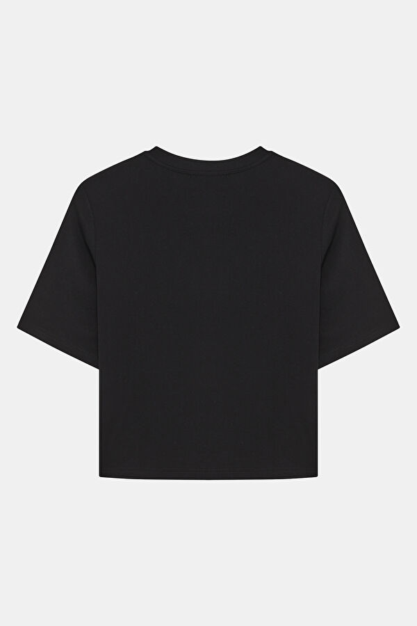 Siyah Bisiklet Yaka Kadın T-Shirt 2