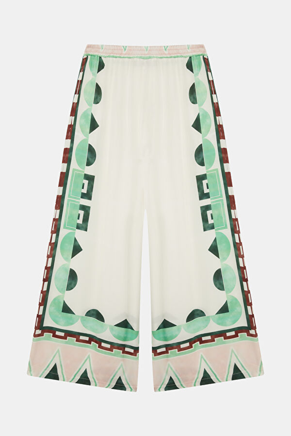 Çok Renkli Wide Leg Viskoz Kadın Pantolon 2
