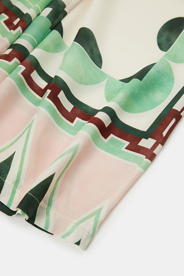 Çok Renkli Wide Leg Viskoz Kadın Pantolon 4