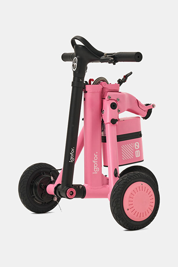 Foldable Long-Range Pink Electric Scooter with Wheels 4