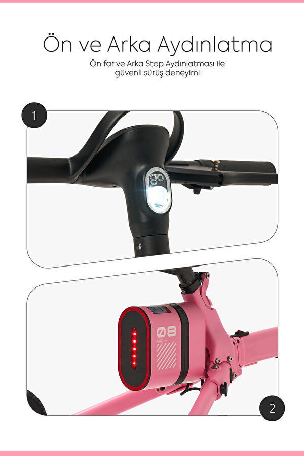 Foldable Long-Range Pink Electric Scooter with Wheels 16