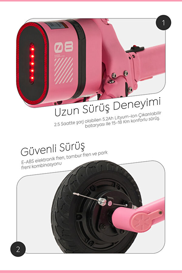 Foldable Long-Range Pink Electric Scooter with Wheels 18