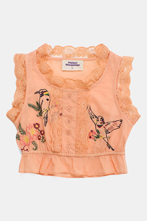 Orange Patterned Kids Blouse