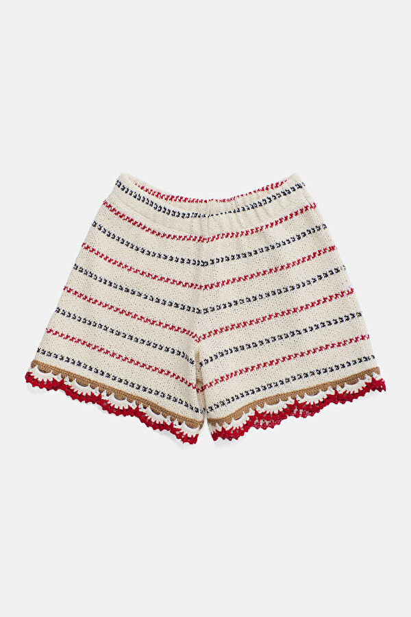 Light Grey Striped Kids Shorts