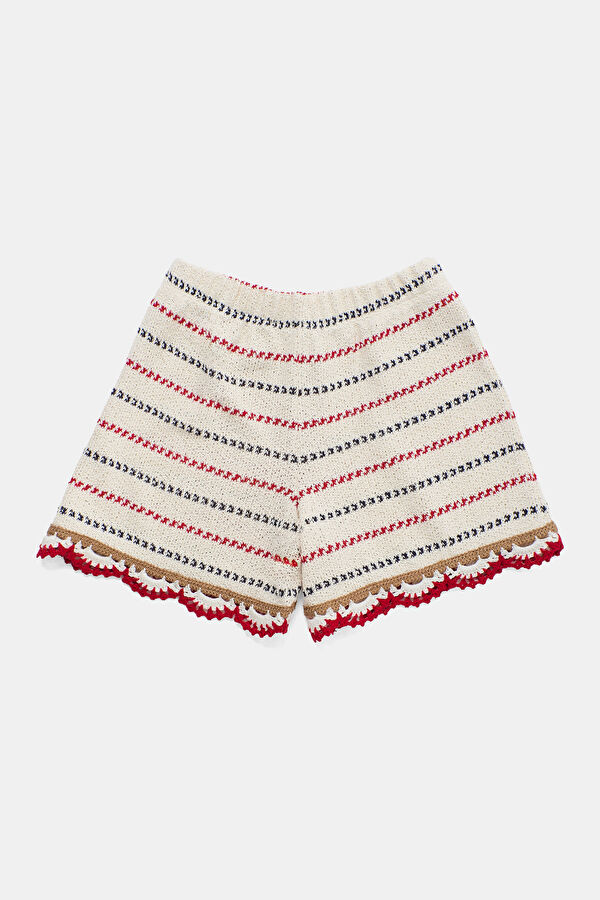 Light Grey Striped Kids Shorts 2