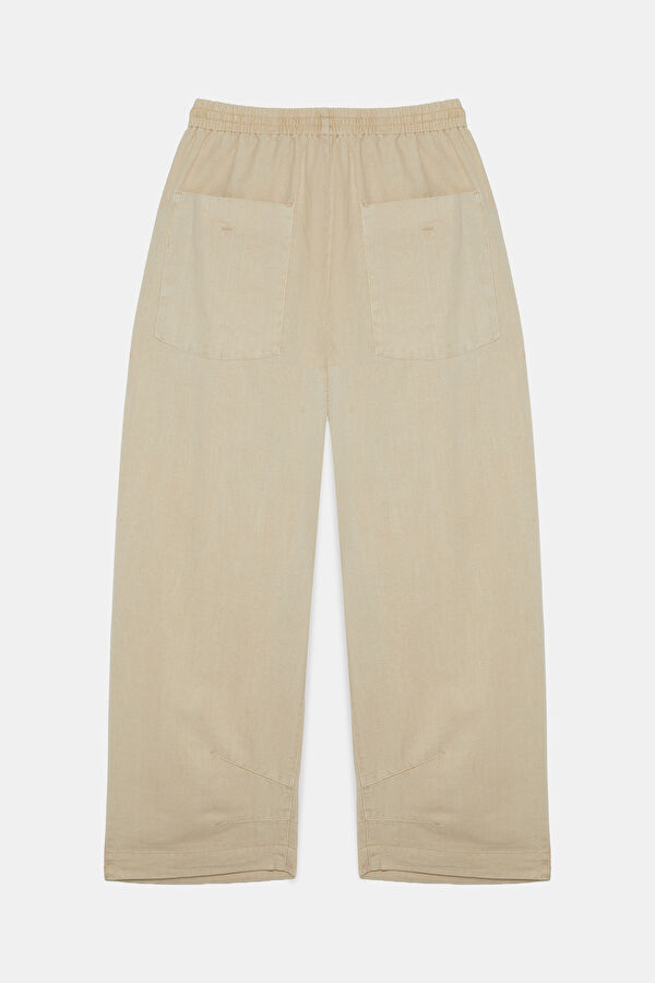 Bej Wide Leg Kadın Pantolon 2