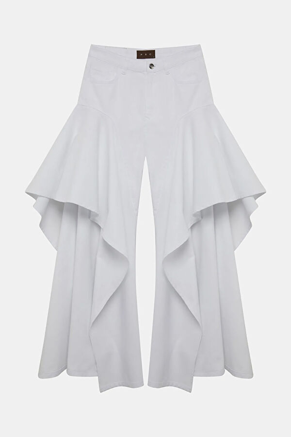 Beyaz Wide Leg Kadın Pantolon