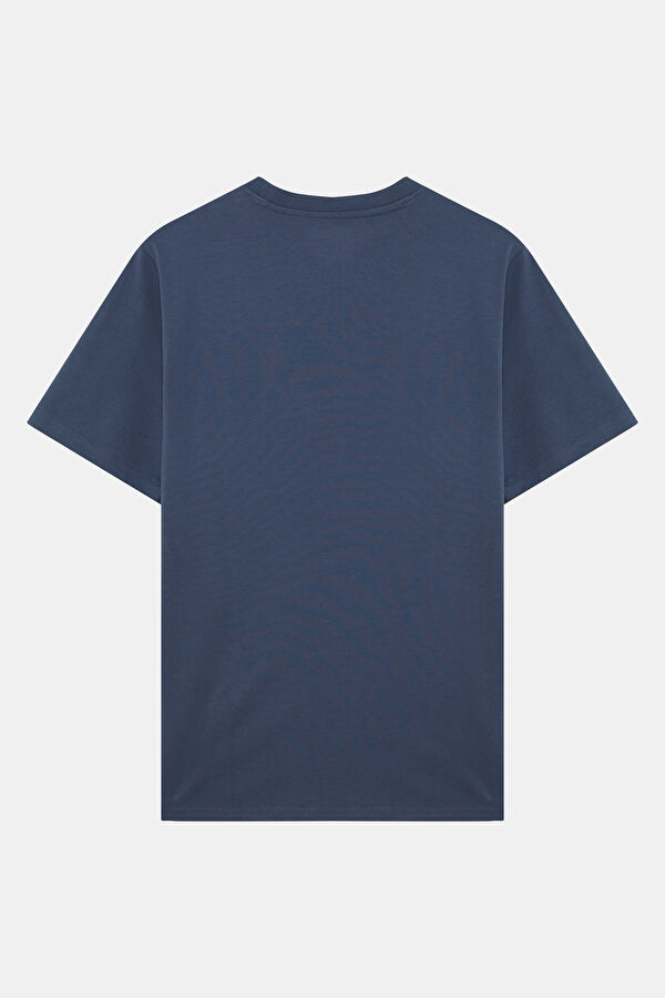 Relax Fit Blue Crew Neck Printed Men's T-Shirt 2