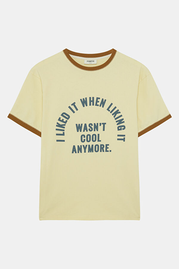 Relax Fit Light Yellow Crew Neck Printed Men's T-Shirt