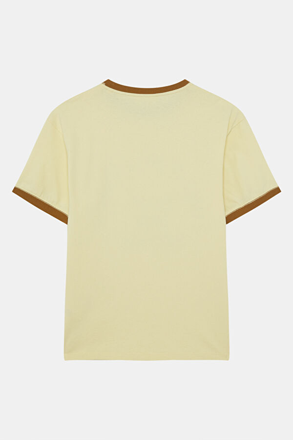 Relax Fit Light Yellow Crew Neck Printed Men's T-Shirt 2