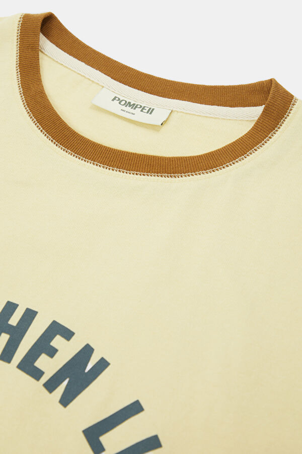 Relax Fit Light Yellow Crew Neck Printed Men's T-Shirt 3