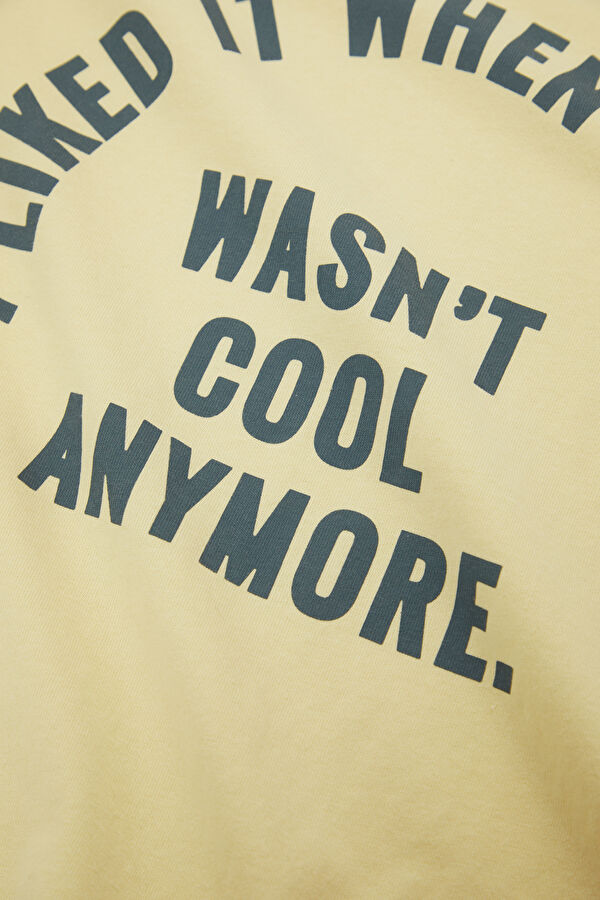 Relax Fit Light Yellow Crew Neck Printed Men's T-Shirt 4