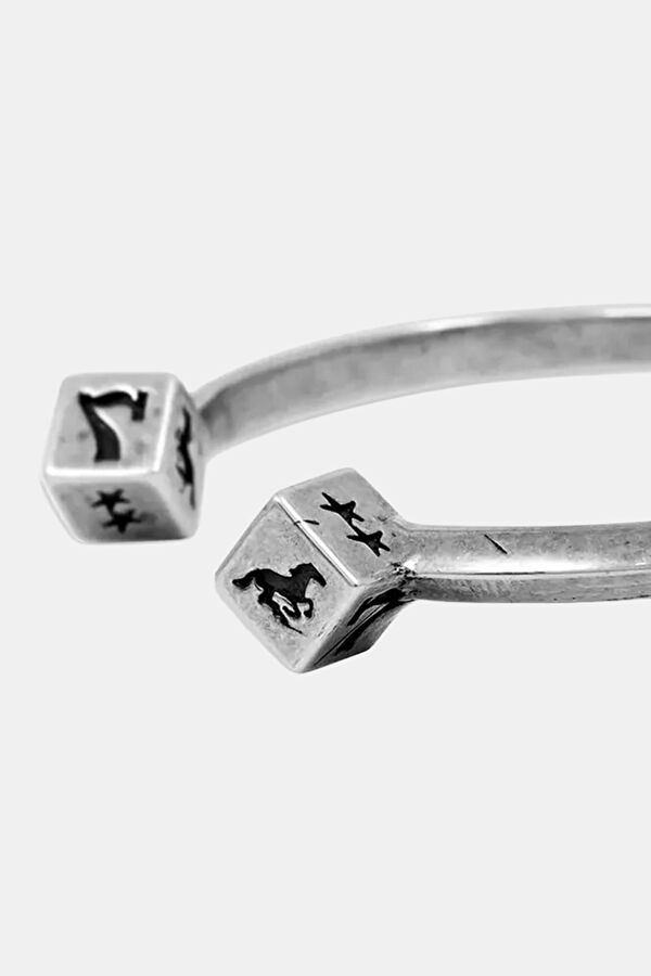 Dice Bangle Silver Plated Bracelet 3