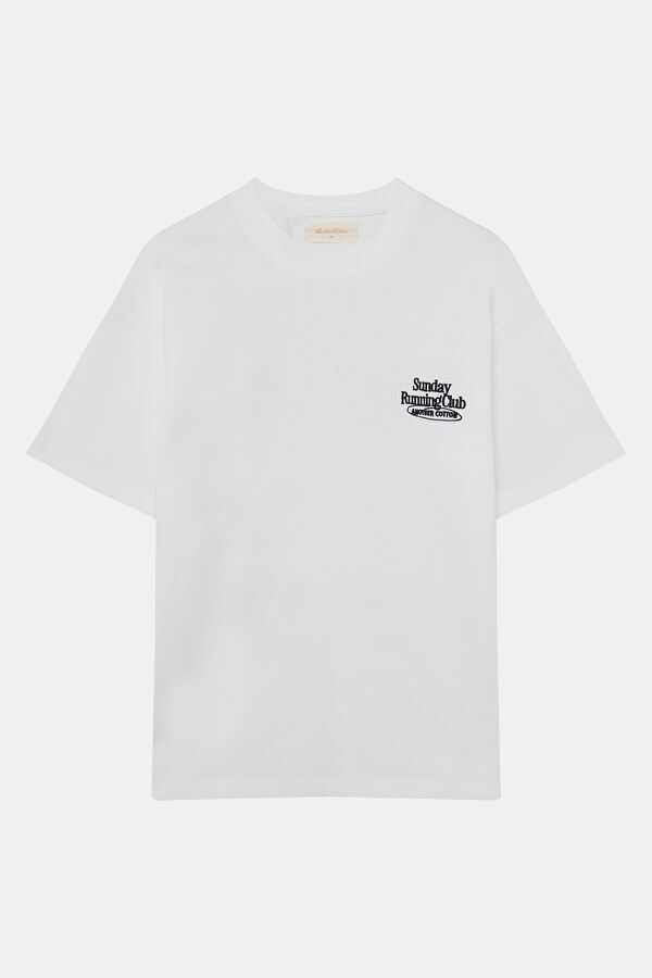 Relax Fit White Crew Neck Printed Men's T-Shirt