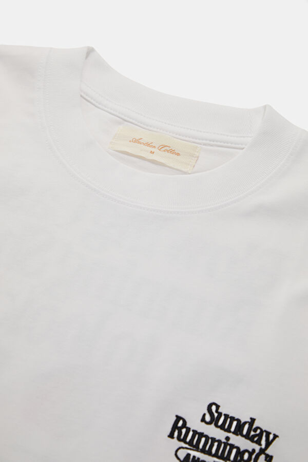 Relax Fit White Crew Neck Printed Men's T-Shirt 3