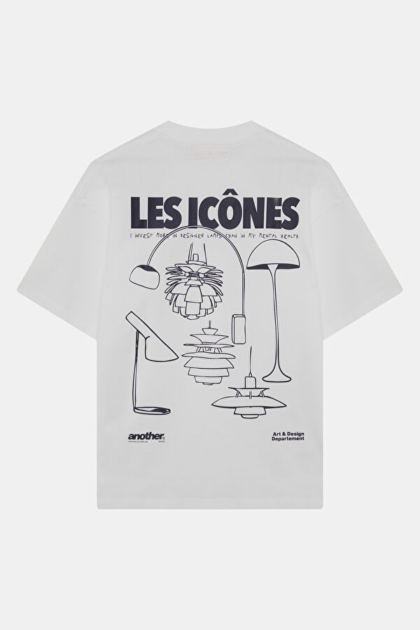 Men's Relaxed Fit White Crew Neck Printed T-Shirt 2
