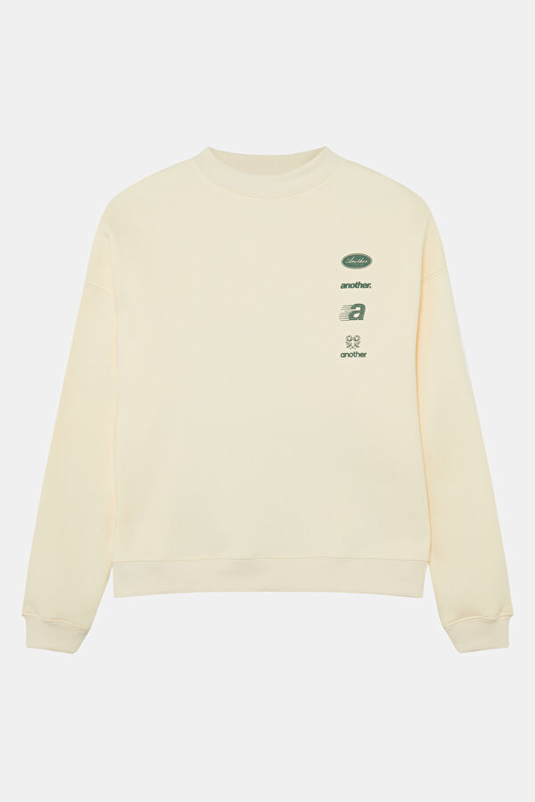 Cream Relax Fit Crew Neck Men's Sweatshirt