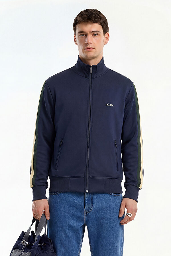 Lacivert Fermuarlı Erkek Ceket