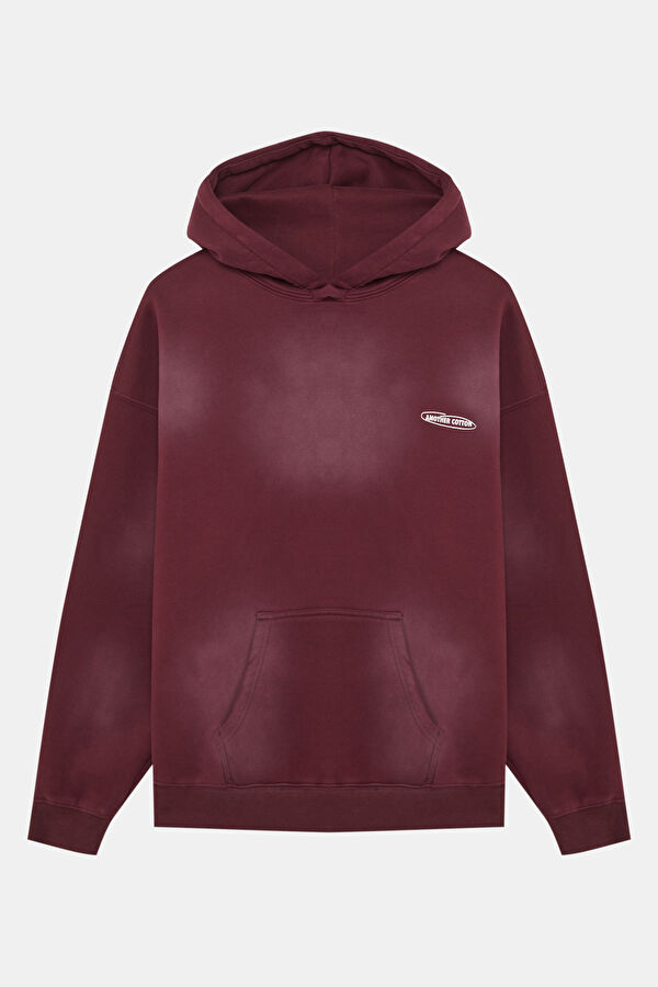 Men's Burgundy Relaxed Fit Hooded Sweatshirt