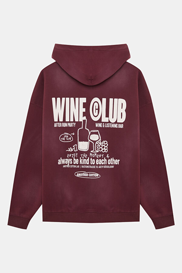 Men's Burgundy Relaxed Fit Hooded Sweatshirt 2