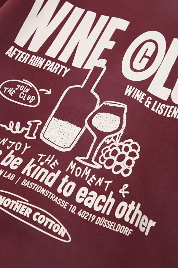 Men's Burgundy Relaxed Fit Hooded Sweatshirt 5