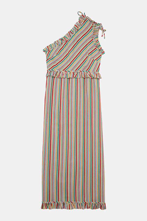 Multicolored Striped Pattern Women's Dress