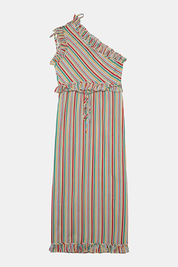 Multicolored Striped Pattern Women's Dress 2
