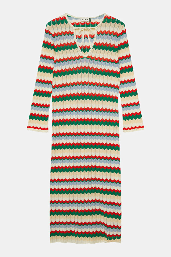 Multicolored Striped Patterned Women's Dress