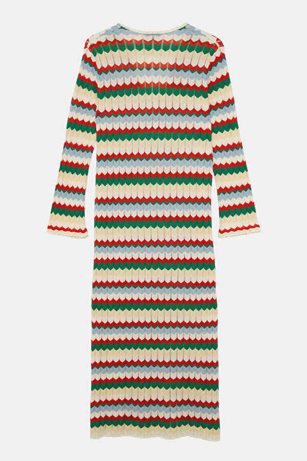 Multicolored Striped Patterned Women's Dress 2
