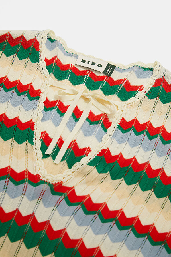 Multicolored Striped Patterned Women's Dress 3