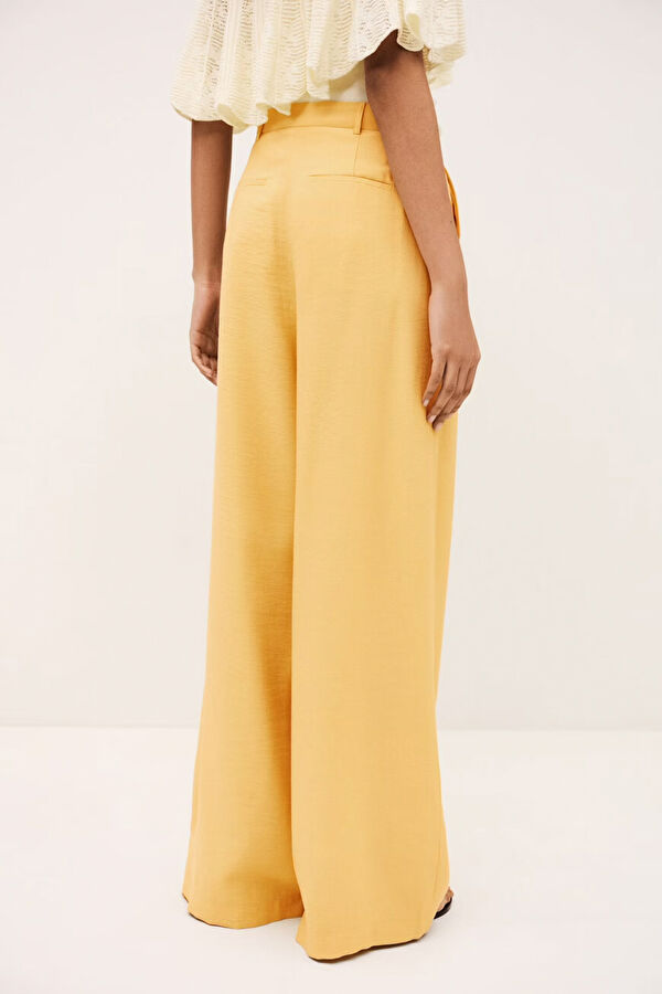 Relax Kalıp Açık Sarı Wide Leg Modal Kadın Pantolon 4