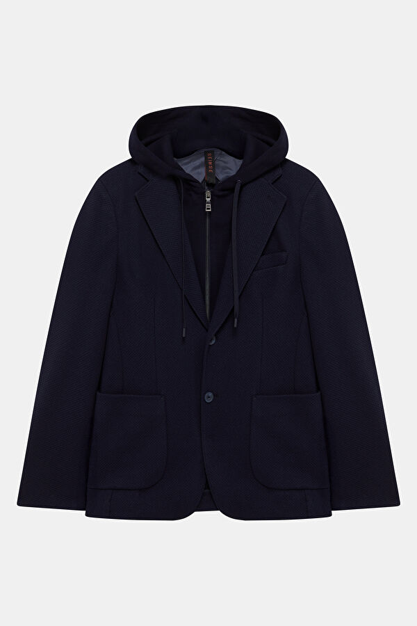 Navy Buttoned Women's Jacket