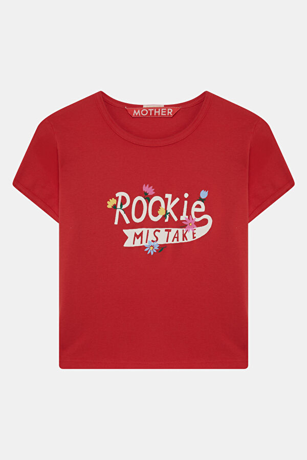 Relax Kalıp Kırmızı Baskılı Kadın T-Shirt