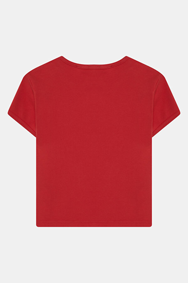 Relax Kalıp Kırmızı Baskılı Kadın T-Shirt 2