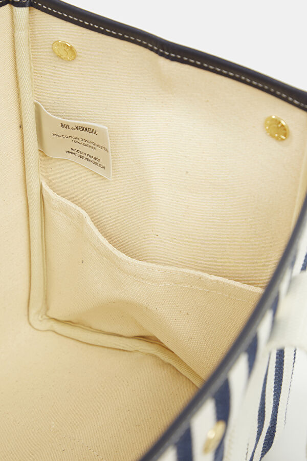 Traversée M Navy Striped Bag 7