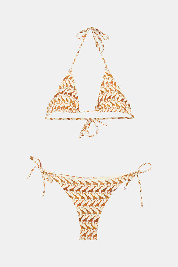 Ekru Desenli Kadın Bikini
