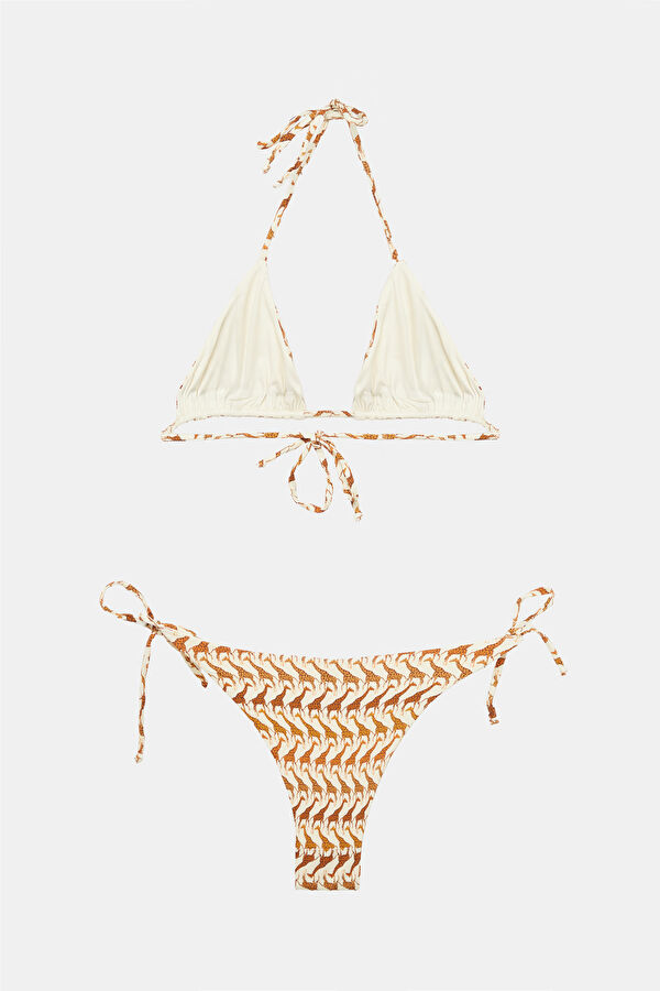 Ekru Desenli Kadın Bikini 2