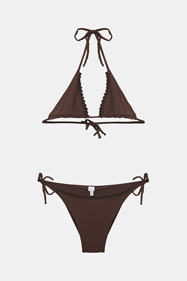 Dark Brown Patterned Women's Bikini