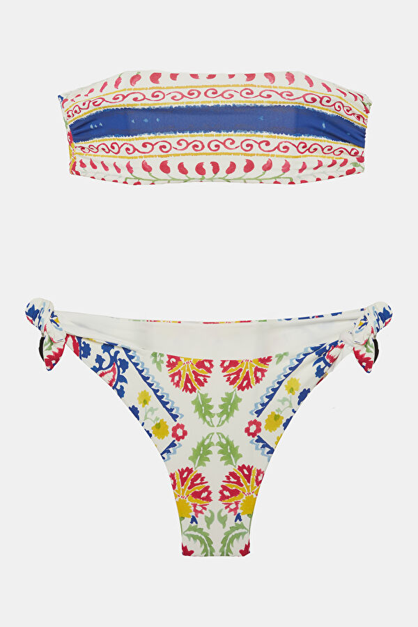 Beyaz Desenli Kadın Bikini