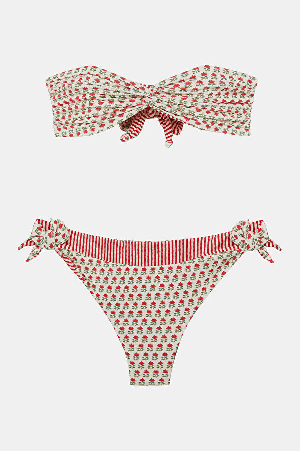 Beyaz Desenli Kadın Bikini