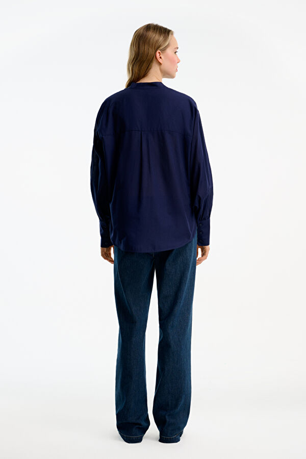 Navy Button-Down Women's Jacket 2
