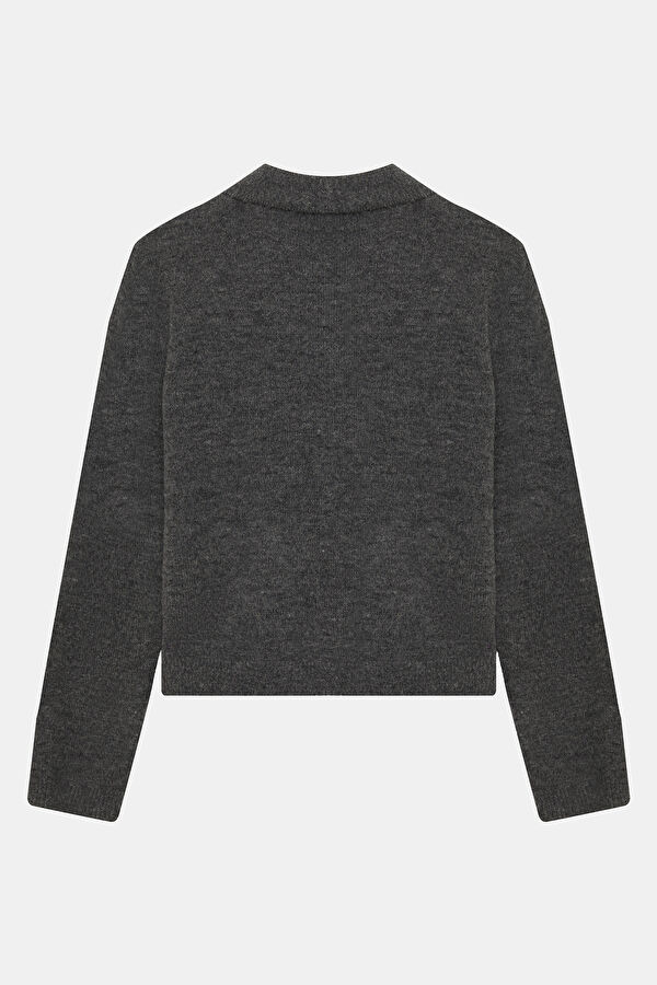 Gray Melange Plaid Women's Sweater 2