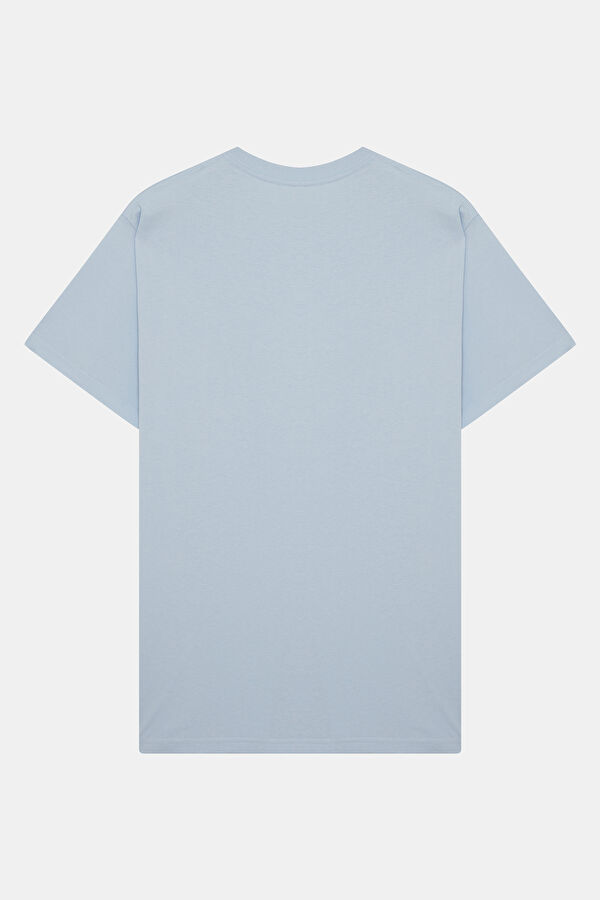 Relax Fit Blue Crew Neck Embroidered Men's T-Shirt 2