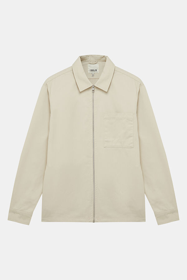 Cream Zip-Up Men's Jacket